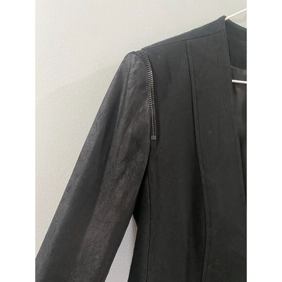 Theory Yaisa Classical Genuine Leather Sleeve Jacket - Black M - Picture 6 of 9